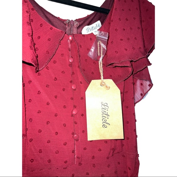 Gorgeous Listicle Burgandy Textured Maxi Flowy Ruffle Design Size M Boutique - Picture 3 of 7